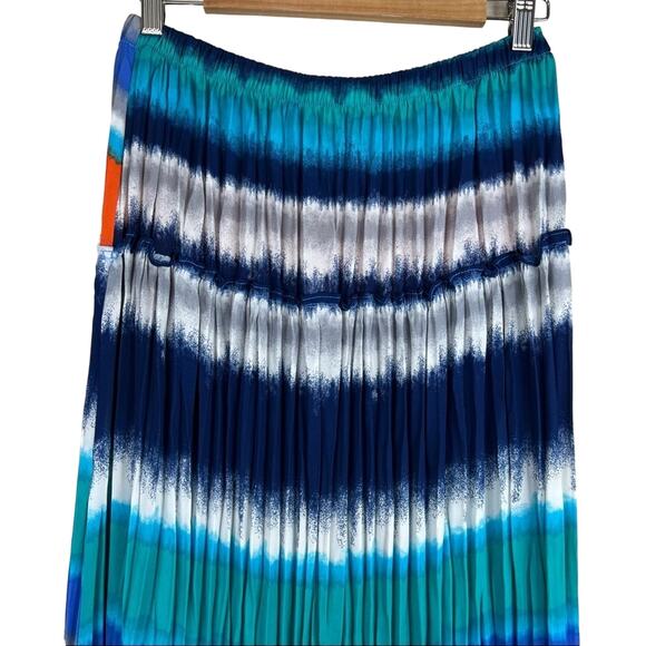Jennie & Marlis maxi skirt M rainbow stripe pleated elastic waist maxi full boho - Picture 2 of 7